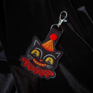 Johanna Parker Black Cat Jack - Embroidered Vinyl Keychain