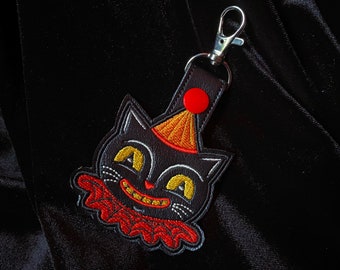 Johanna Parker Black Cat Jack - Embroidered Vinyl Keychain