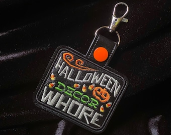 Halloween Decor Whore Embroidered Vinyl Keychain