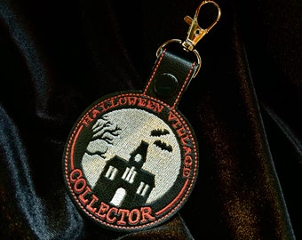 Halloween Village Collector - Embroidered Vinyl Keychain