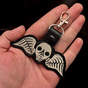 Deaths Head Tombstone Embroidered Vinyl Keychain - Etsy