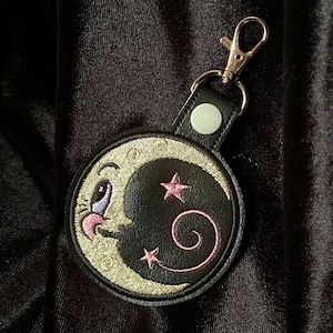 Johanna Parker Cressent Moon Luna - Embroidered Vinyl Keychain