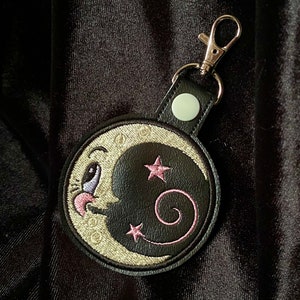 Johanna Parker Crescent Moon Luna - Embroidered Vinyl Keychain