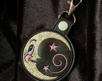 Johanna Parker Crescent Moon Luna - Embroidered Vinyl Keychain