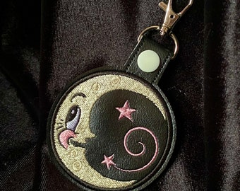 Johanna Parker Cressent Moon Luna - Embroidered Vinyl Keychain