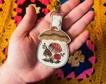 Mushroom Canister | Embroidered Vinyl Keychain