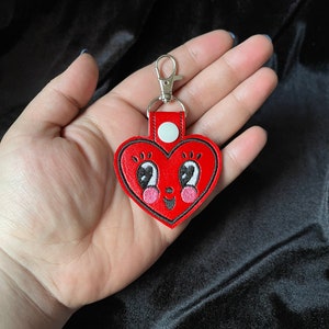 Johanna Parker Valentines Heart Embroidered Vinyl Keychain image 2