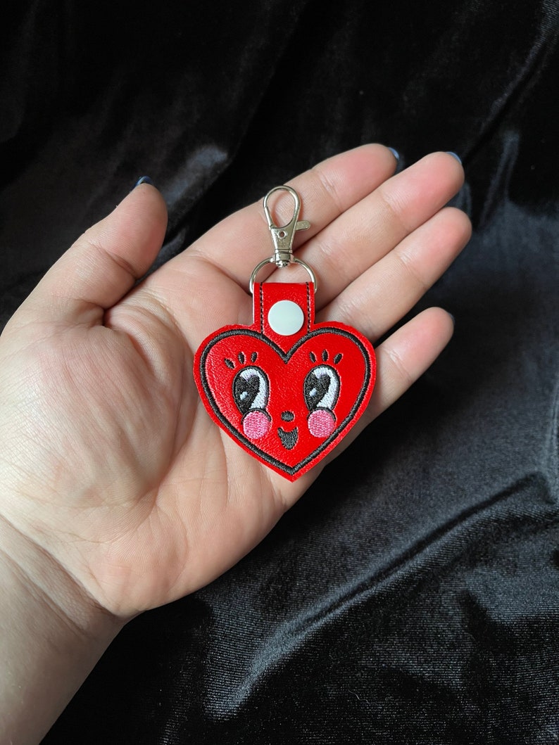 Johanna Parker Valentines Heart Embroidered Vinyl Keychain image 2