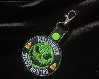 Evil Green Halloween decor Hunter Embroidered vinyl keychain