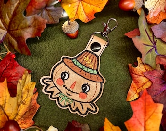 Johanna Parker Harvest Scarecrow - Embroidered Vinyl Keychain