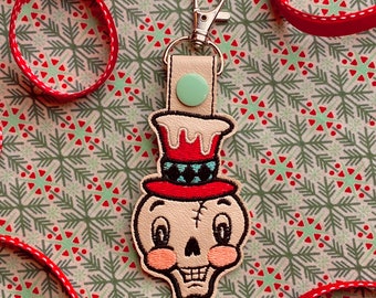 Johanna Parker Skully Frost Embroidered Vinyl Keychain