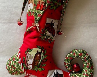 Horses and holly Christmas stocking