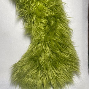 Green Fur Christmas stocking with fur loop or gold cord loop
