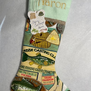 Fisherman Christmas stocking-3 fabric options