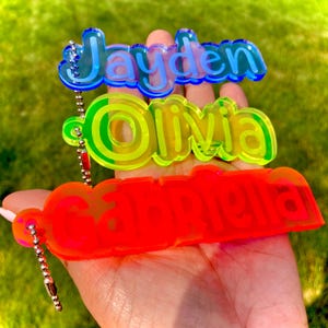 Personalized Fluorescent Acrylic Backpack Tag: Kids Bag Accessory