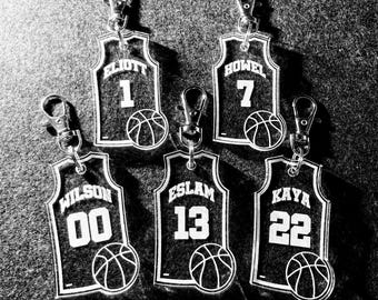 Basketball Team Gift Personalized, Custom Basketball Bag Tags, Player Name Keychains, End of Season Coach Gift, Team Party Favor, Birthdays