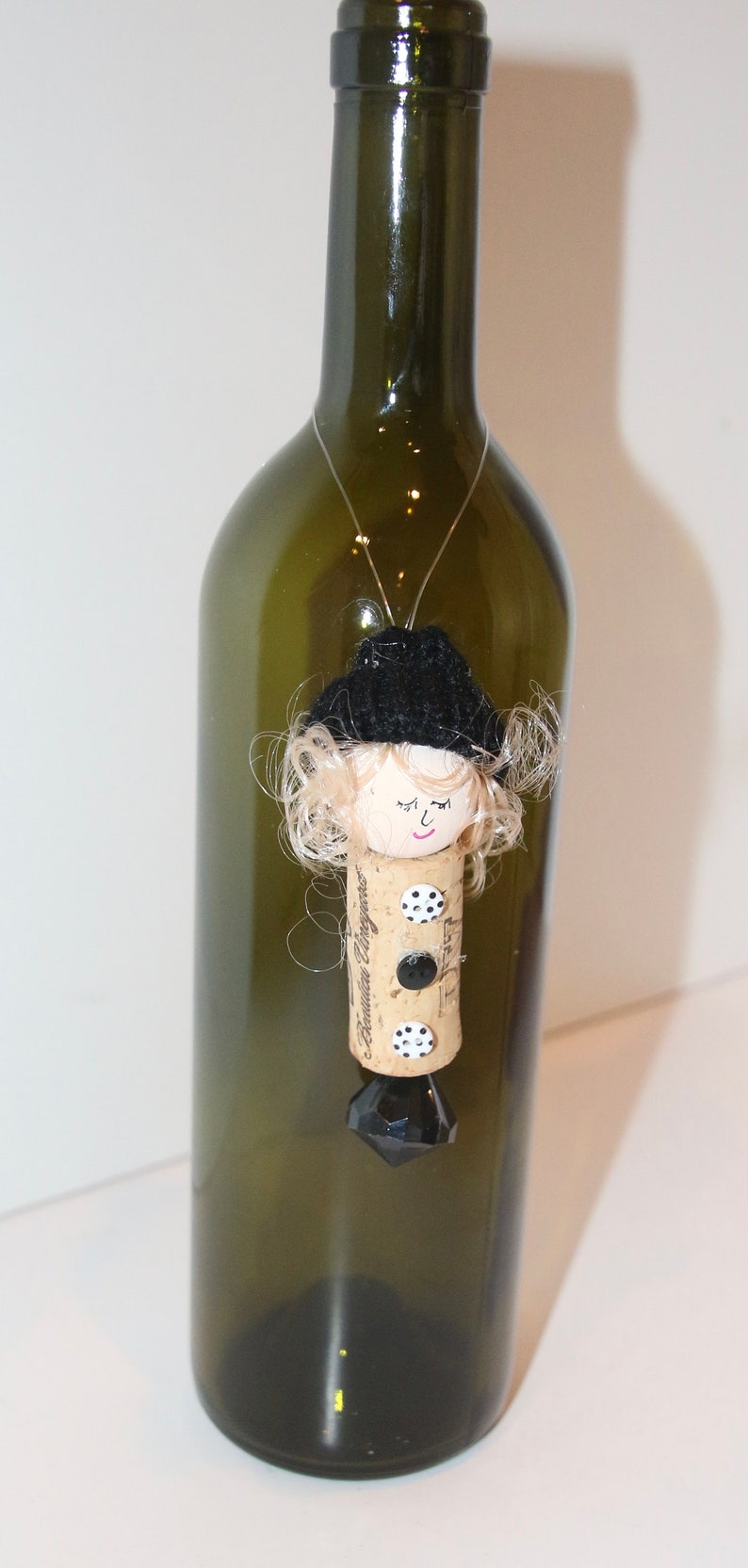 Winter Girl Ornament Recycle Wine Cork Or Bottle Necklace Christmas