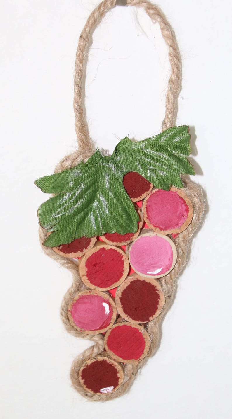 Grape Cluster Ornament Recycle Wine Cork Burgundy Merlot Or Bottle Necklace Christmas