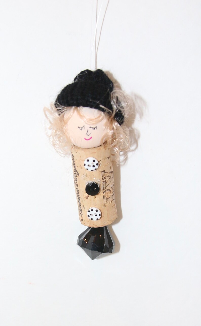 Winter Girl Ornament Recycle Wine Cork Or Bottle Necklace Christmas