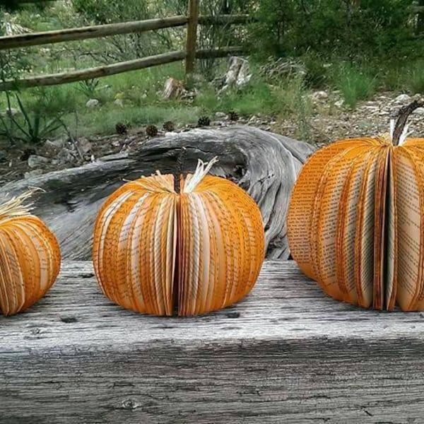 Book Pumpkins- Fall Decor, Cut Pumpkins, Halloween, Harvest, Hand Made