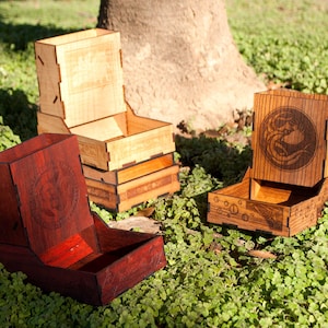 Engraved Hardwood Dice Tower, customized