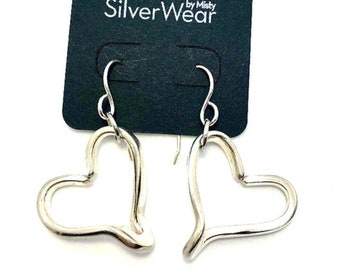 Vintage heart fork tine earrings, silverware jewelry