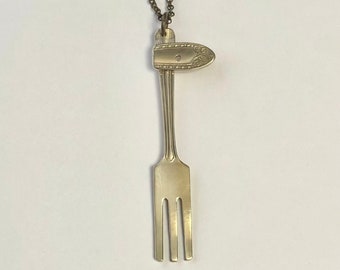 Vintage fork giraffe necklace, silverware jewelry