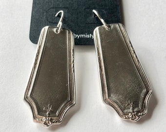 Vintage spoon handle earrings, silverware jewelry