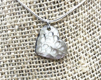 Vintage spoon heart necklace, silverware jewelry