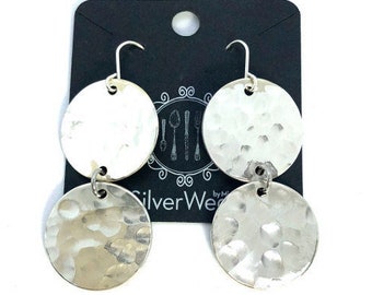 Vintage circle spoon earrings, silverware jewelry
