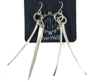 Vintage dinner fork tine earrings, silverware jewelry