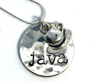 Vintage spoon necklace, java stamped silverware jewelry