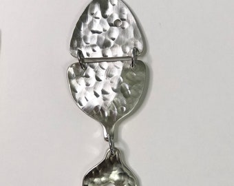 Vintage spoon fish necklace, silverware jewelry