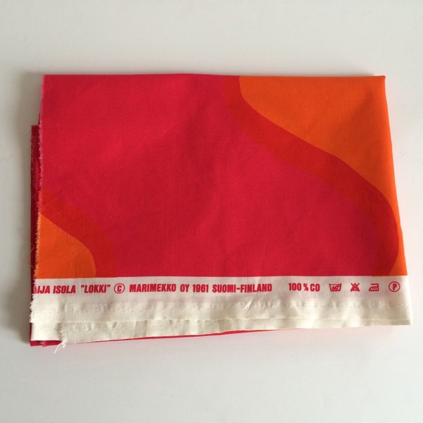 MARIMEKKO Fabric 'Lokki' 1961 Suomi-Finland | Orange Red Pink | 1.5 yards