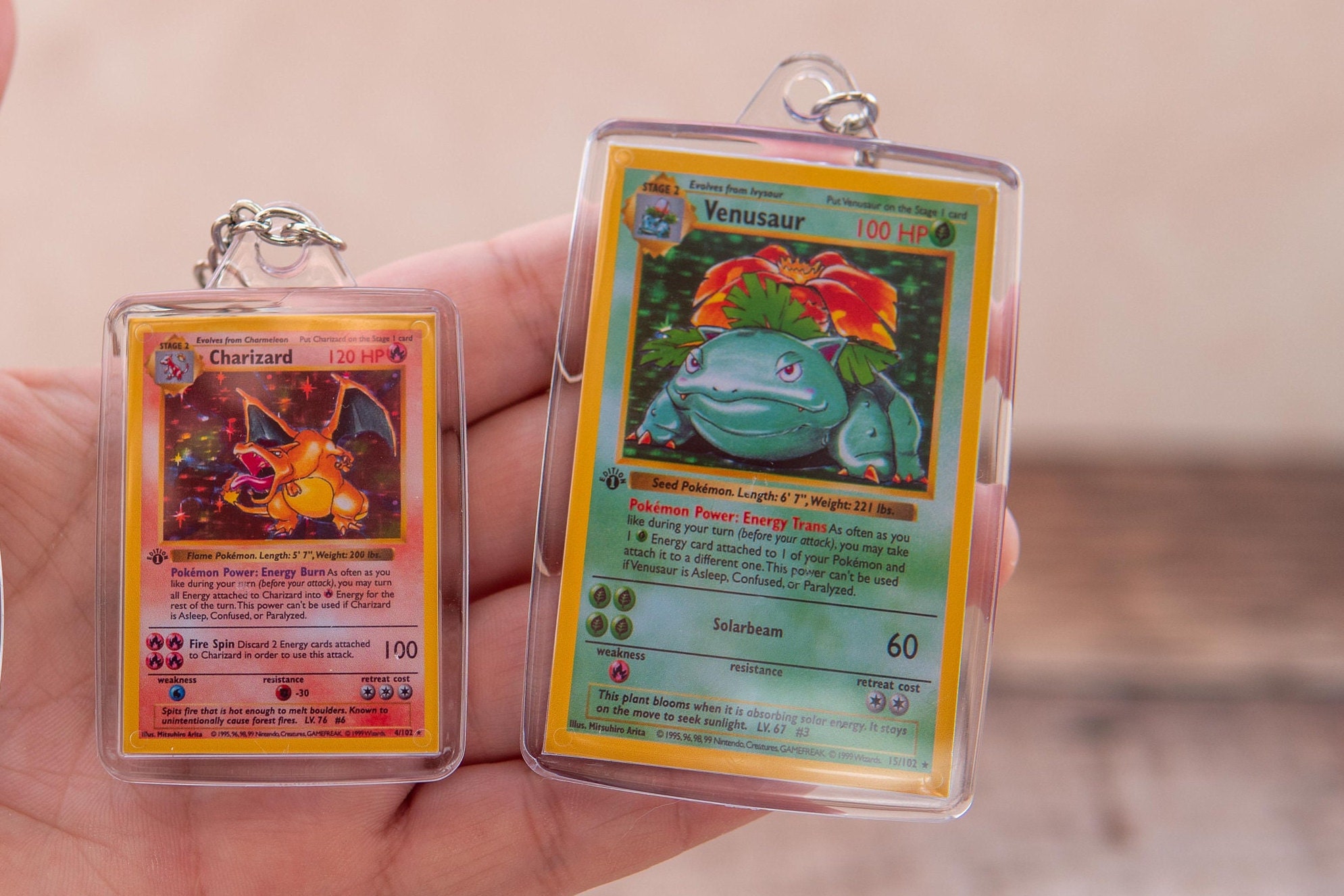 Mini Pokemon Card Key Ring/keychains Holographic Finish Choose