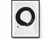 Arte zen, Enso, Caligrafía Japonesa original, tinta sumi, washi, kakejiku,  Arte Japonés por Mitsuru Nagata