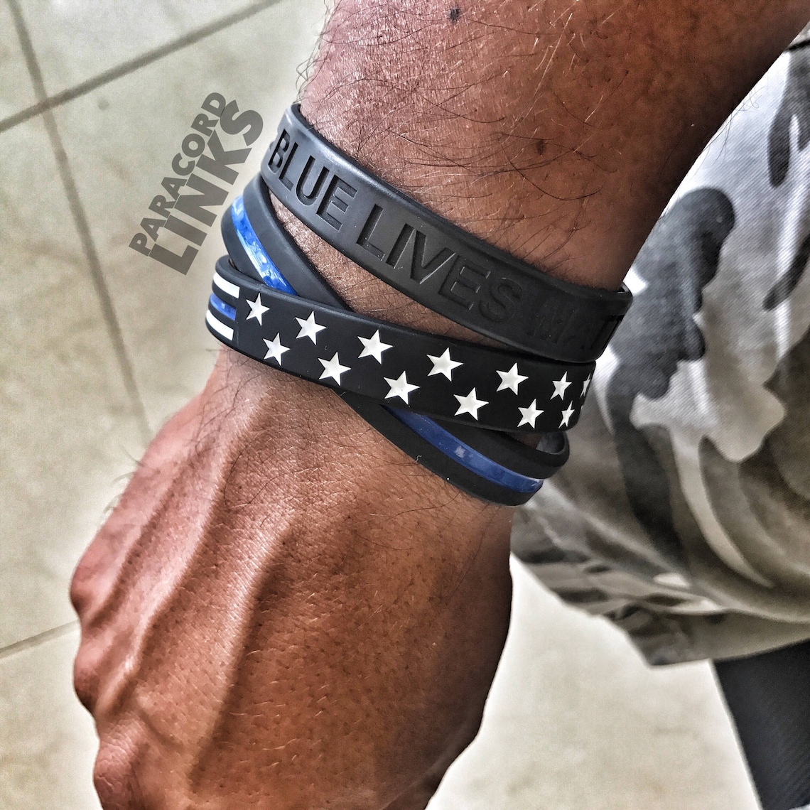 Stars and Stripes Thin Blue Line Silicone Bracelet Etsy