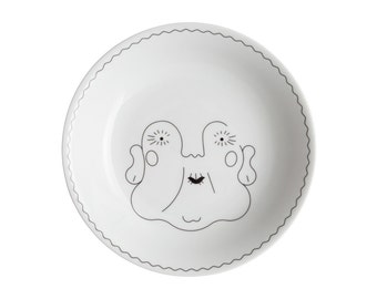 Service de Famille: La Grand-Mère. Illustrated porcelain plate. Create the grandma's haircut with food.