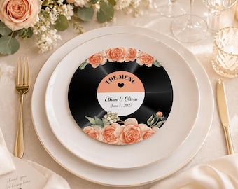 Menu de casamento redondo em vinil, download instantâneo, Y004