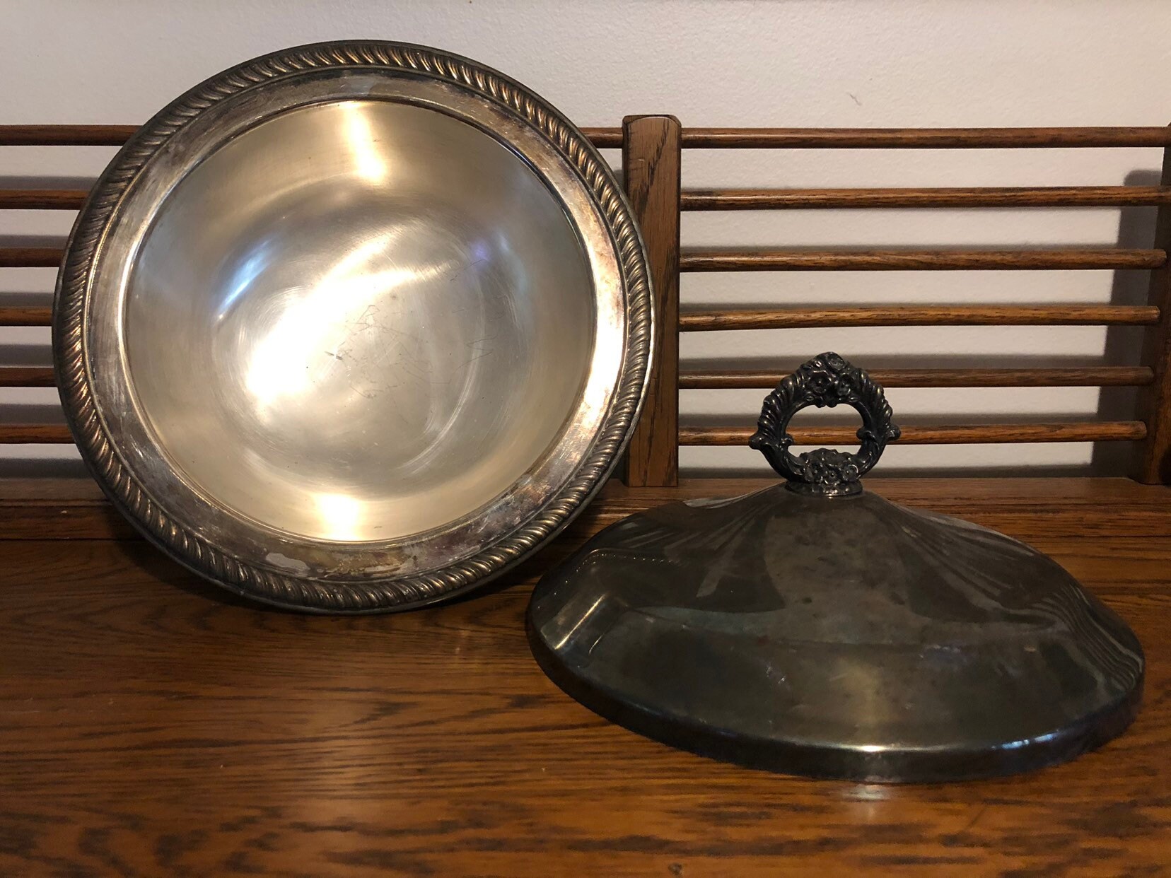 Antique Silver Plate Footed Bowl with LidMade by F.B.Rogers Etsy 日本