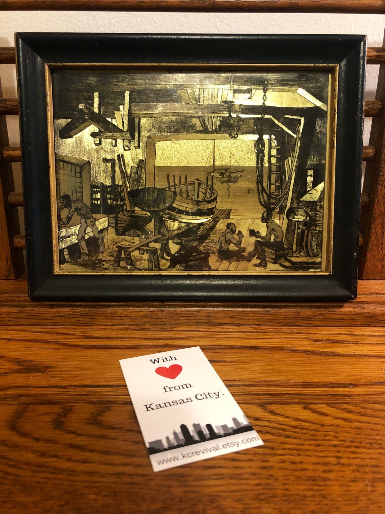 Lional Barrymore -"The Old Boatworks" Gold Foil Etching