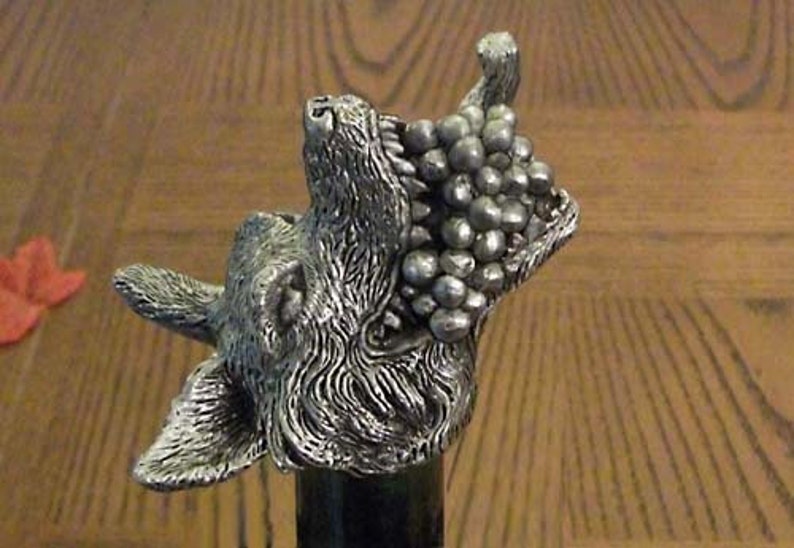 Pewter Wine Stopper & Pourer Wolfish Fox and Grapes Etsy