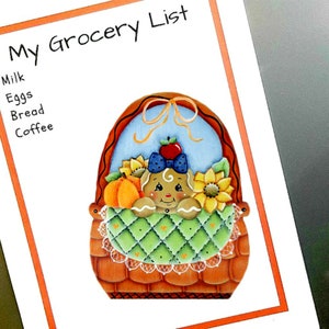 Gingerbread Autumn Basket, Wooden Magnet or Shelf Sitter, #150