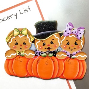 Fall Gingerbread Pumpkin Fridge Magnet or Shelf Sitter #155