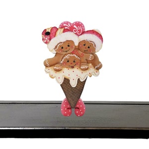 Ice Cream Cone Gingerbread, Wood Magnet or Shelf Sitter #190