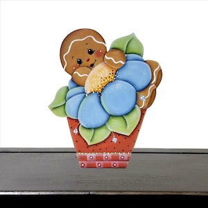 Gingerbread with Blue Flower Magnet or Shelf Sitter #101