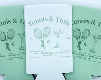 Personalized Tennis Martinis Club | Bridesmaid Gift | Custom Bachelorette Merch | Social and Athletic Club | Can Cooler Bridal Party Gift