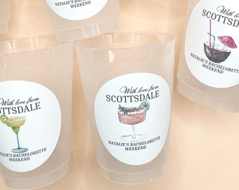 Personalized Coastal Cocktail Bachelorette Cups | Custom Girls Trip Cups | Beach Bachelorette Party | Scottsdale | Custom Party Favors