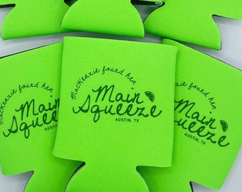 Personalized Main Squeeze Bachelorette Can Coolers | Lime Bridal Favors | Bachelorette Party | Citrus Can Coolers | Lemon Bachelorette