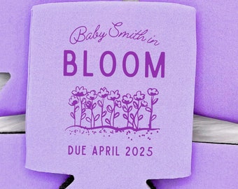 Personalized Baby In Bloom Baby Shower Can Cooler | Custom Can Cooler | Wildflower Baby Shower | Floral Custom Party Favors